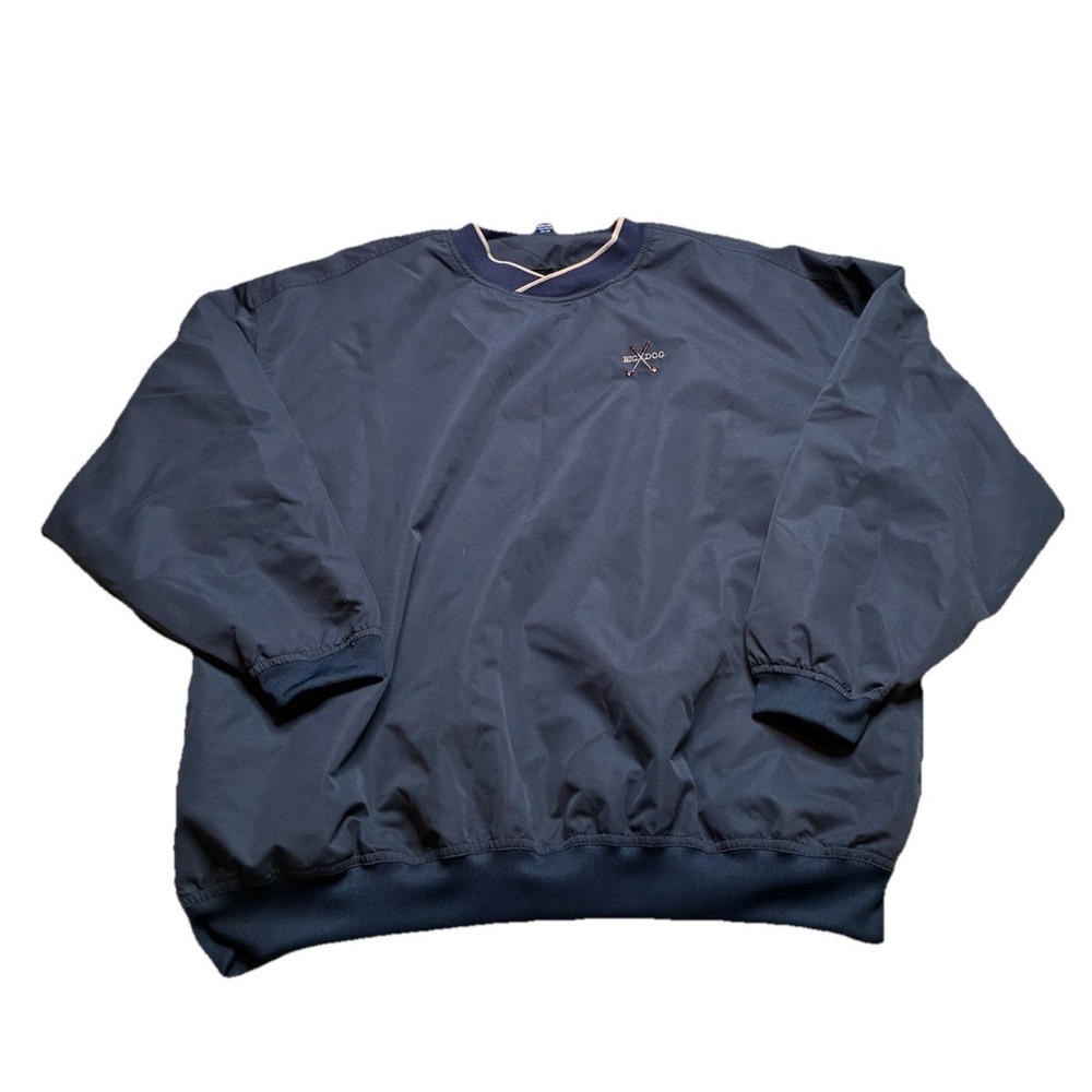 VTG Big Dogs Windbreaker Pullover Men's XL Blue Golf‎ Embroidered Preppy V Neck